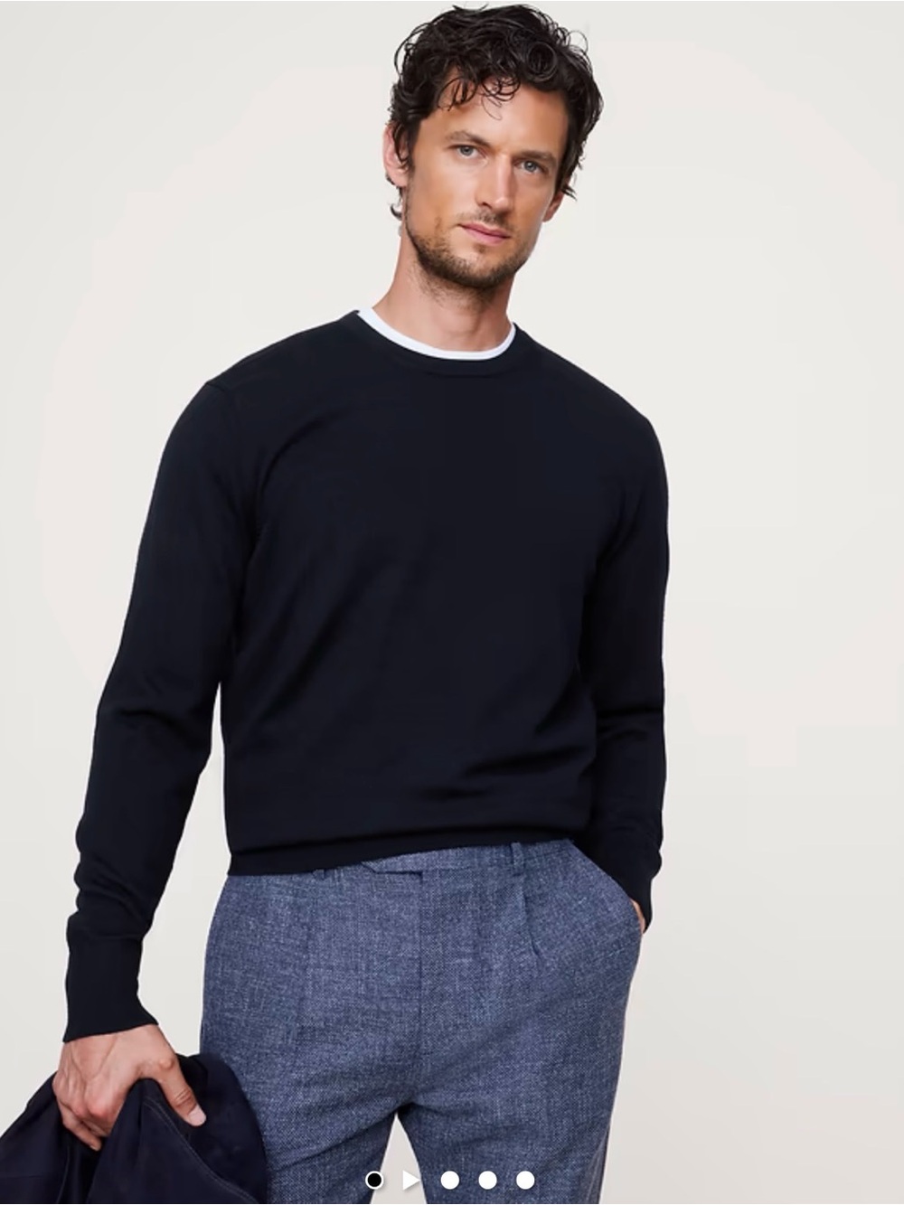 Banana Republic Blue Merino Wool Crewneck Sweater Men’s Sz M Luxurious